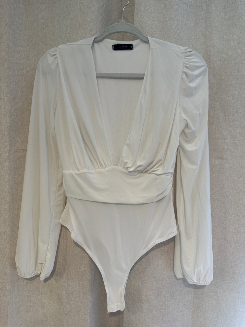 White Long-Sleeve V-Neck Bodysuit